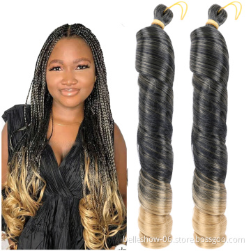 Hot sell customized curly hair extensions 22-24 inch wavy braiding hair spiral curl hair loose wave